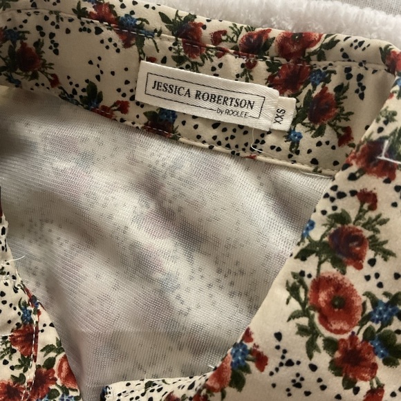Jessica Robertson Women’s XXS Preppy Prairie Floral White Casual Shirt Dress - Picture 7 of 10